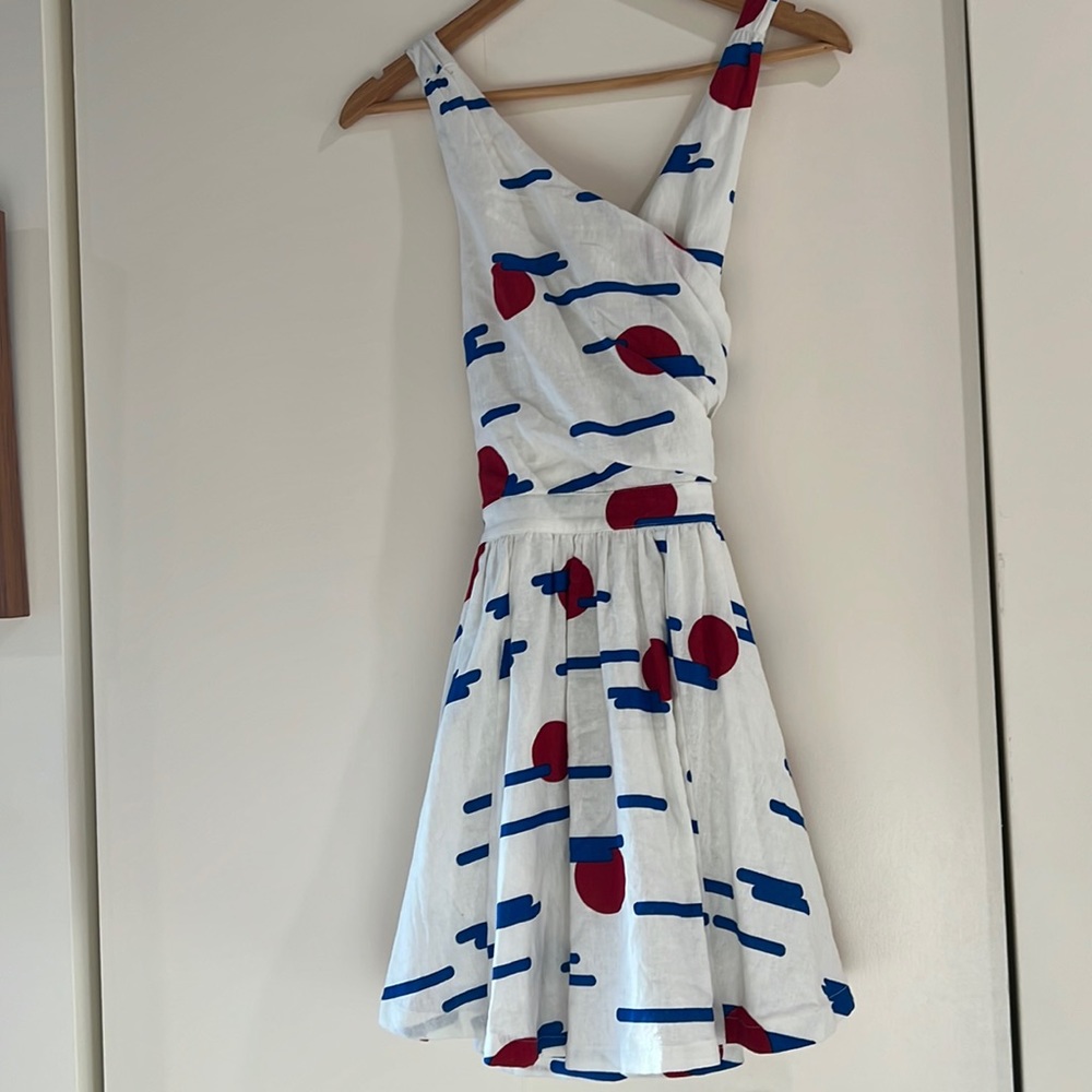 ModCloth White Patterned Wrap Cutout Minidress